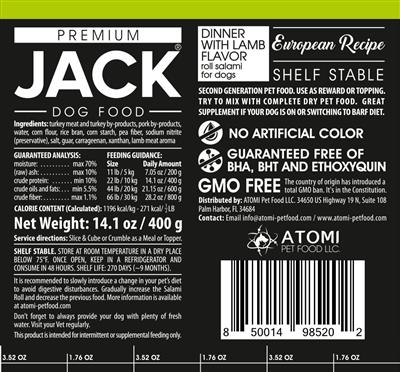 Premium JACK® Lamb & Rice Salami Roll for Dogs