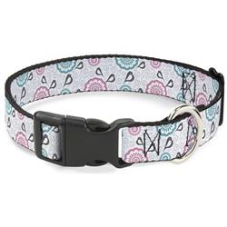 Plastic Clip Collar - Bird Tapestry White/Gray/Turquoise/Pink