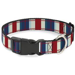 Plastic Clip Collar - Tartan Plaid Khaki/Blues/Red