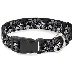 Plastic Clip Collar - Top Skulls Stacked Black/Gray/White