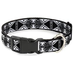 Plastic Clip Collar - Tribal1 Black/White