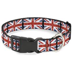 Plastic Clip Collar - United Kingdom Flags Weathered