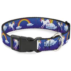 Plastic Clip Collar - Unicorns/Rainbows/Stars Blue/Purple