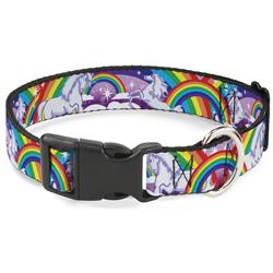 Plastic Clip Collar - Unicorns in Rainbows w/Sparkles/Purple