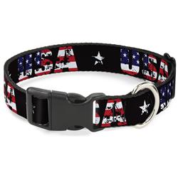 Plastic Clip Collar - USA w/Star Black/US Flags