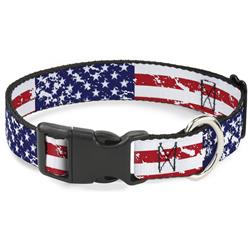 Plastic Clip Collar - United States Flags CLOSE-UP Weathered