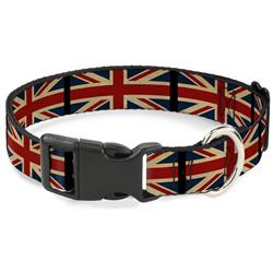 Plastic Clip Collar - United Kingdom Flags Vintage Black