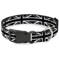 Plastic Clip Collar - Union Jack Distressed Black/White