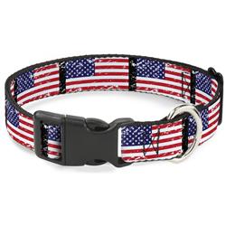 Plastic Clip Collar - United States Flags Weathered/Black