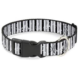 Plastic Clip Collar - Vertical Stripes White/Black/Gray
