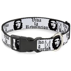 Plastic Clip Collar - VIVA LA REVOLUCION Che White/Black
