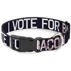 Plastic Clip Collar - VOTE FOR BACON Black/White/Bacon