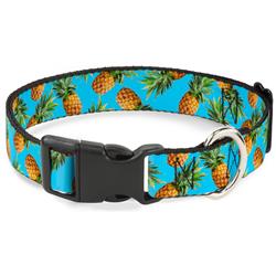 Plastic Clip Collar - Vivid Pineapples Scattered Blue