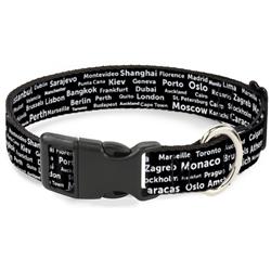 Plastic Clip Collar - Verbiage Destination Cities Black/White