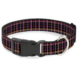 Plastic Clip Collar - Wire Grid Black/Orange/Purple