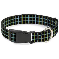 Plastic Clip Collar - Wire Grid Black/Turquoise/Yellow