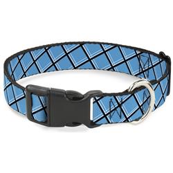 Plastic Clip Collar - Wire Grid Baby Blue Black/White
