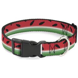 Plastic Clip Collar - Watermelon Stripe Red/Green/Black