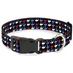 Plastic Clip Collar - Whales Navy/Red/White/Blue