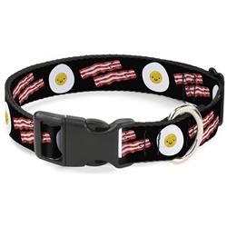 Plastic Clip Collar - Bacon & Eggs Black