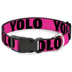 Plastic Clip Collar - YOLO Pink/Black