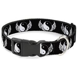 Plastic Clip Collar - Yin Yang w/Wings Black/White