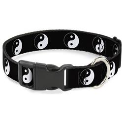 Plastic Clip Collar - Yin Yang Symbol Black/White