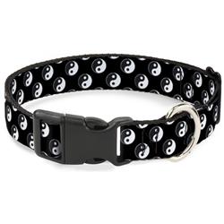 Plastic Clip Collar - Yin Yang Monogram Black/White