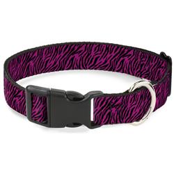 Plastic Clip Collar - Zebra 2 Fuchsia Pink