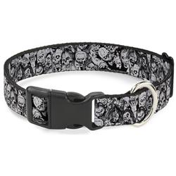 Plastic Clip Collar - Zombie Skulls Sketch
