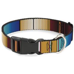 Plastic Clip Collar - Zarape6 Vertical Stripe Gold/Blues/Black/Red