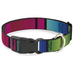 Plastic Clip Collar - Zarape7 Vertical Pinks/Blues/Greens/Black
