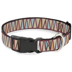 Plastic Clip Collar - Zig Zag Doodle Red/Tan/Blues/Orange