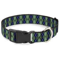 Plastic Clip Collar - Argyle Green/Navy/Green/White