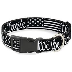 Plastic Clip Collar - Americana Flag/WE THE PEOPLE Black/White
