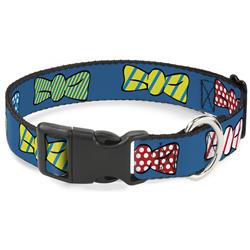 Plastic Clip Collar - Bowties Blue/Multi Color