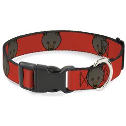Plastic Clip Collar - Brown Bear Repeat Orange