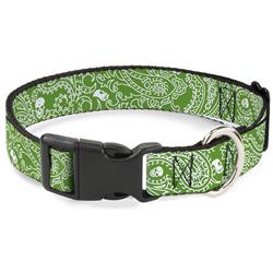 Plastic Clip Collar - Bandana/Skulls Irish Green/White