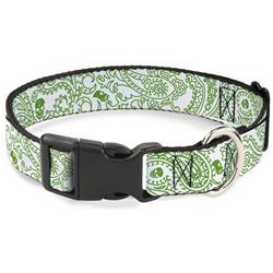 Plastic Clip Collar - Bandana/Skulls White/Irish Green