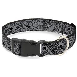 Plastic Clip Collar - Bandana/Skulls Silver/Black