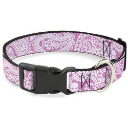 Plastic Clip Collar - Bandana/Skulls Pink/White
