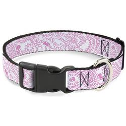 Plastic Clip Collar - Bandana/Skulls White/Pink
