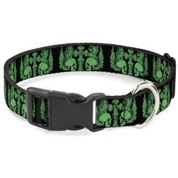 Plastic Clip Collar - Buckle-Down Skulls w/Wings Black/Green