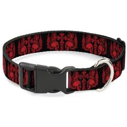 Plastic Clip Collar - Buckle-Down Skulls w/Wings Black/Red