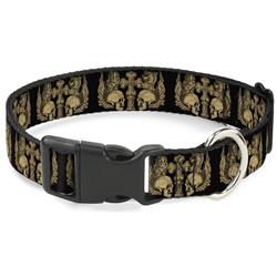 Plastic Clip Collar - Buckle-Down Skulls w/Wings Black/Tan
