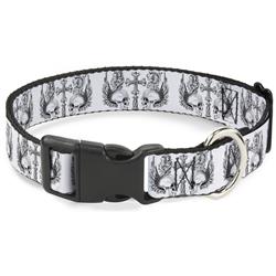 Plastic Clip Collar - Buckle-Down Skulls w/Wings White/Black