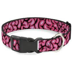 Plastic Clip Collar - Brains Black/Pink