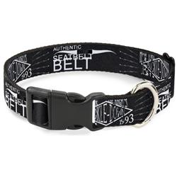 Plastic Clip Collar - Buckle-Down AUTHENTIC SEATBELT BELT NY-LA Black/White
