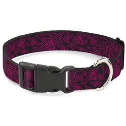 Plastic Clip Collar - Buckle-Down BD Logo Scattered Black/Fuchsia