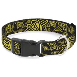 Plastic Clip Collar - Buckle-Down BD Logo Scattered Black/Yellow